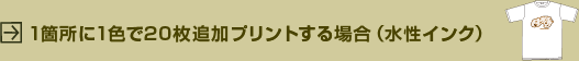 1箇所に1色で20枚追加プリントする場合(水性インク)