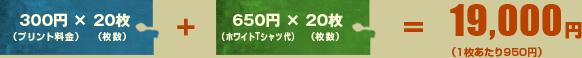 (400円×20枚)+(683円×20枚)＝21,660円(1枚当たり1,083円)